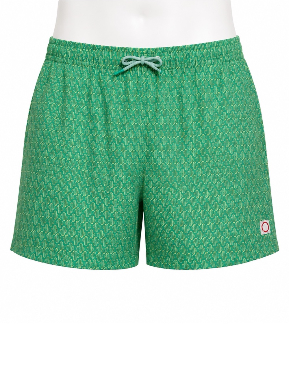 Size L Public Beach Green Cactus Print Swim Trunks Board Shorts